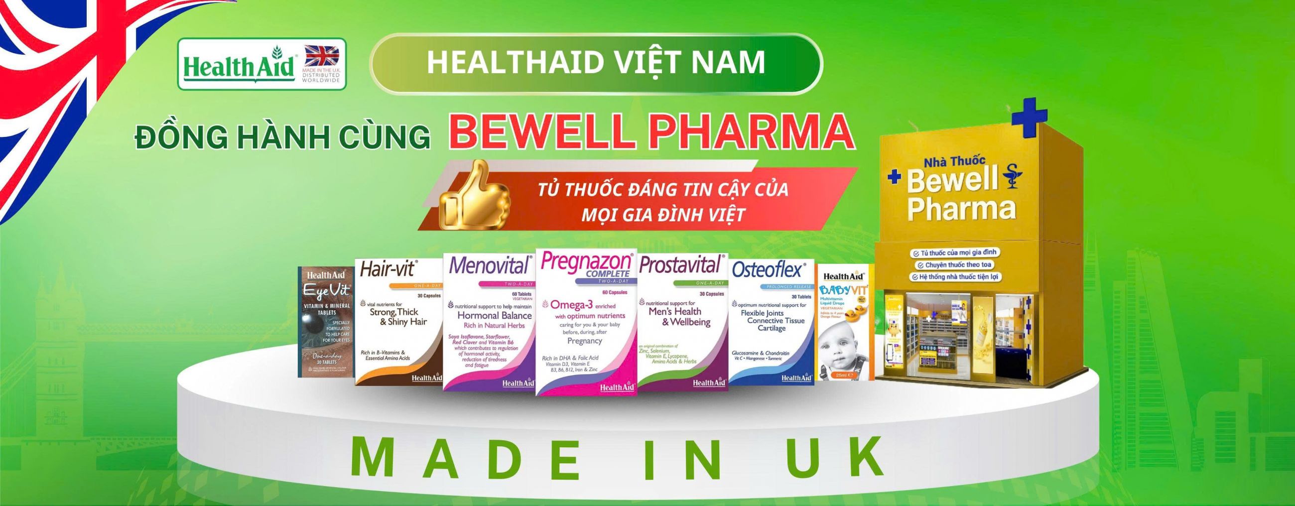 Công ty cổ phần Quốc tế Ánh Dương Xanh chính thức phân phối các thương hiệu quốc tế tại hệ thống nhà thuốc Bewell Pharma